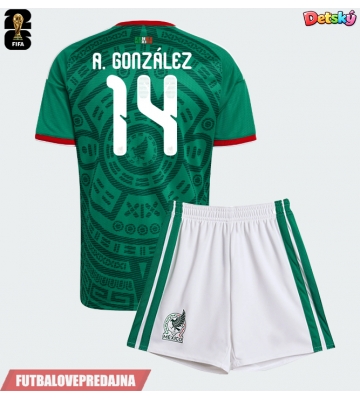 Lacne Dětský Futbalové dres Mexiko Armando Gonzalez #14 MS 2026 Krátky Rukáv - Domáci (+ trenírky)